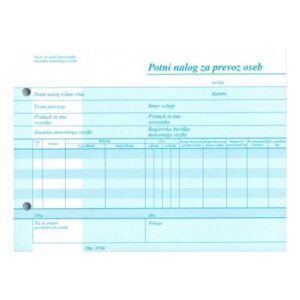 Obrazec 4700 POTNI NALOG ZA PREVOZ OSEB