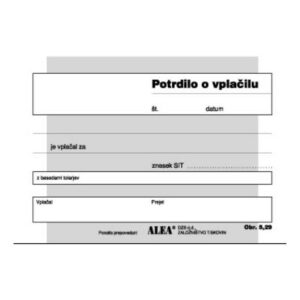 Obrazec 5,29 KOP. A6 POTRDILO O VPLAČILU