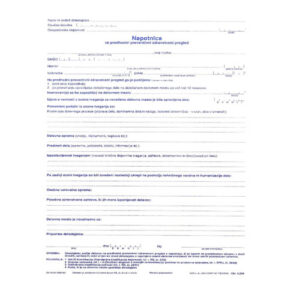 Obrazec 8,204 NAPOTNICA ZA PREV. PREGLED