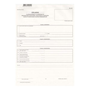 Obrazec 8,248 M-2 ODJAVA IZ POKOJ.IN INV.ZAV.