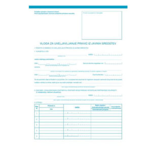 Obrazec 8,45 VLOGA ZA UVELJAVLJANJE PRAVIC IZ JAVV