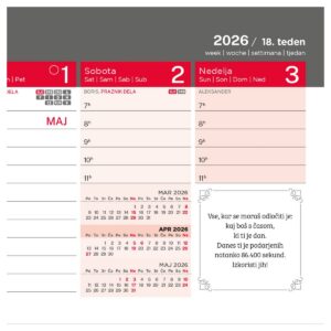 Koledar NAMIZNI LEŽEČI POZITIVNE MISLI 2026