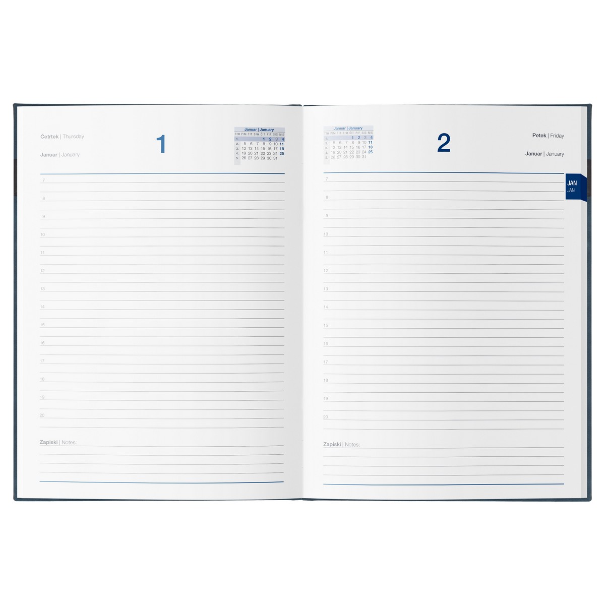 Dnevnik Z DATUMI B5 MODRA 2026 Dnevnik Z DATUMI B5 MODRA 2026 - slika 2