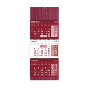 Koledar 3-DELNI SPECIAL KARTON SPIRALA BORDO 2026