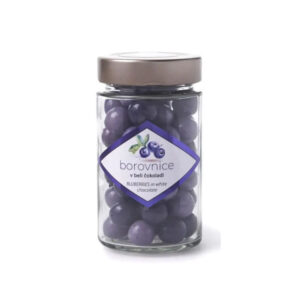 Kroglice BOROVNICE OBLITE Z BELO ČOKOLADO 125G