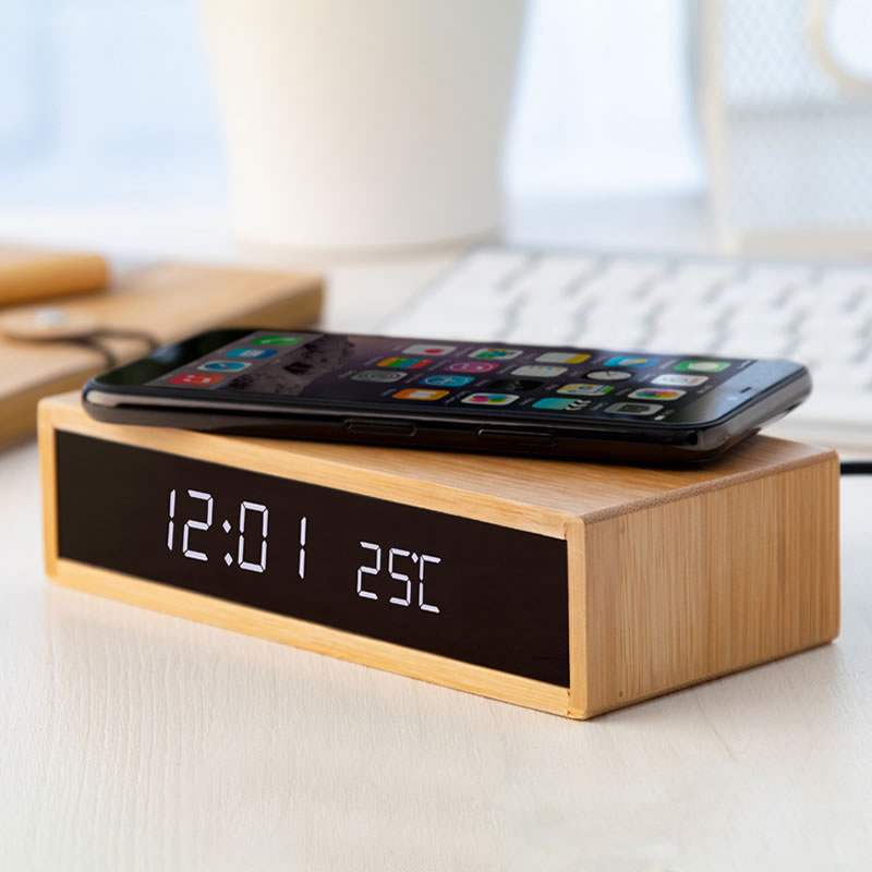 Namizni POLNILEC Z URO IN ALARMOM BAMBUS Namizni POLNILEC Z URO IN ALARMOM BAMBUS - slika 3