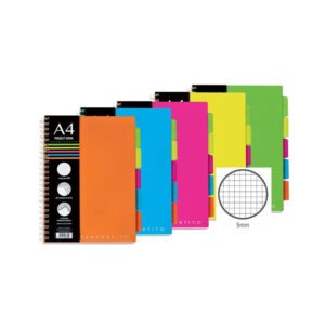 Zvezek A4 SPIRALA MALI KARO PREGRADE NEON