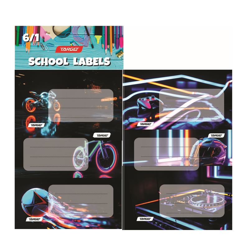 Etiketa ŠOLSKA 6/4 TARGET NEON VIBES Etiketa ŠOLSKA 6/4 TARGET NEON VIBES